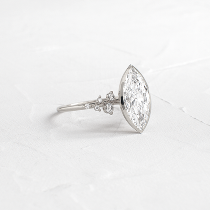 Cluster & Bezel-Marquise Lab Grown Diamond Engagement Ring