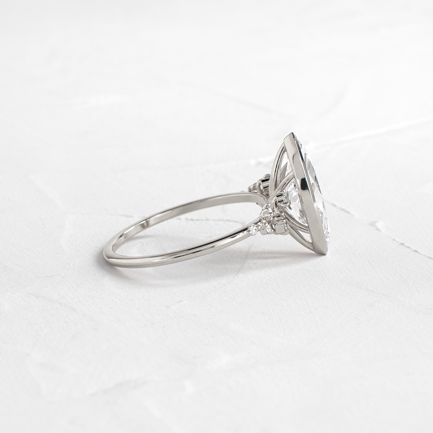Cluster & Bezel-Marquise Lab Grown Diamond Engagement Ring