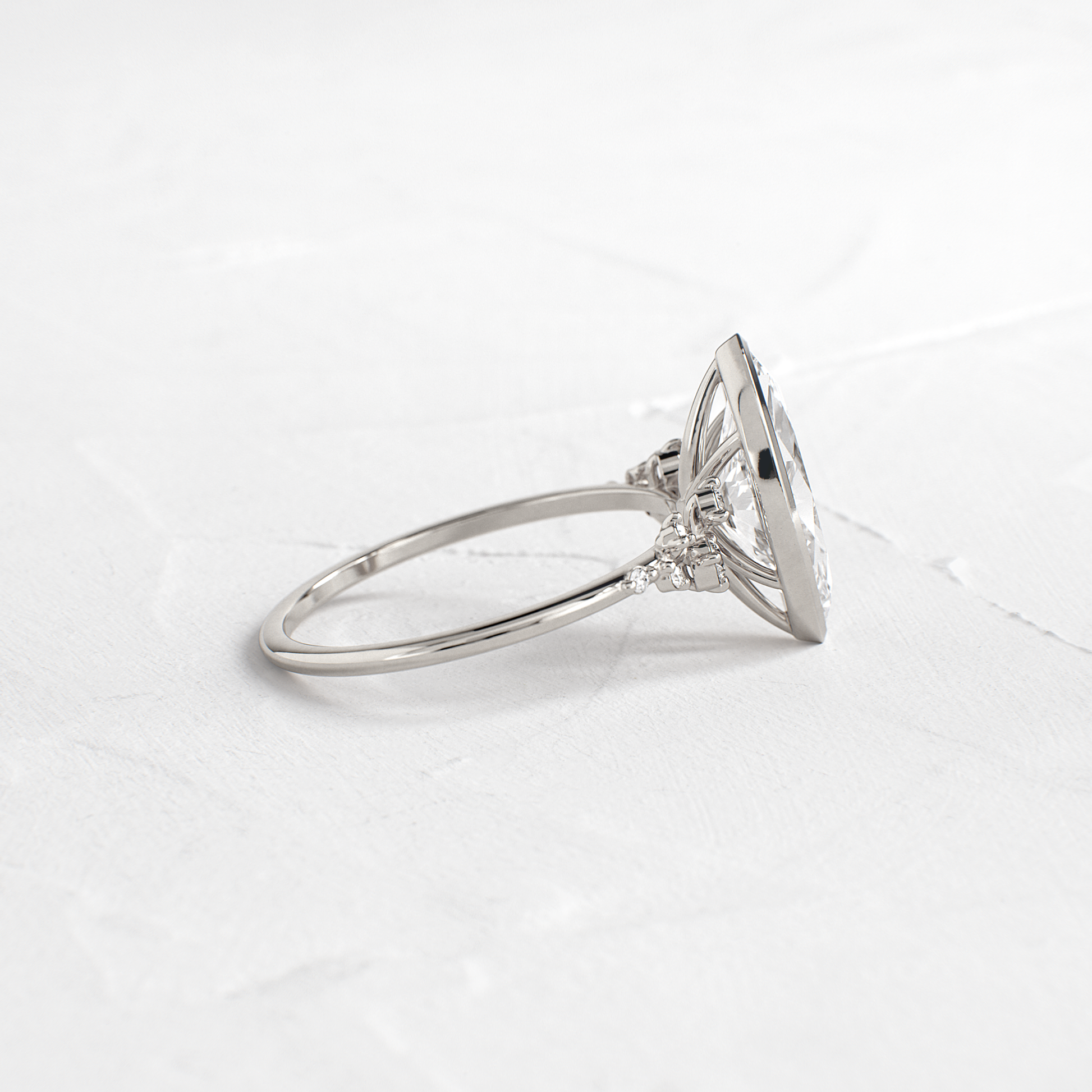 Cluster & Bezel-Marquise Lab Grown Diamond Engagement Ring