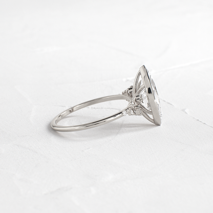 Cluster & Bezel-Marquise Lab Grown Diamond Engagement Ring