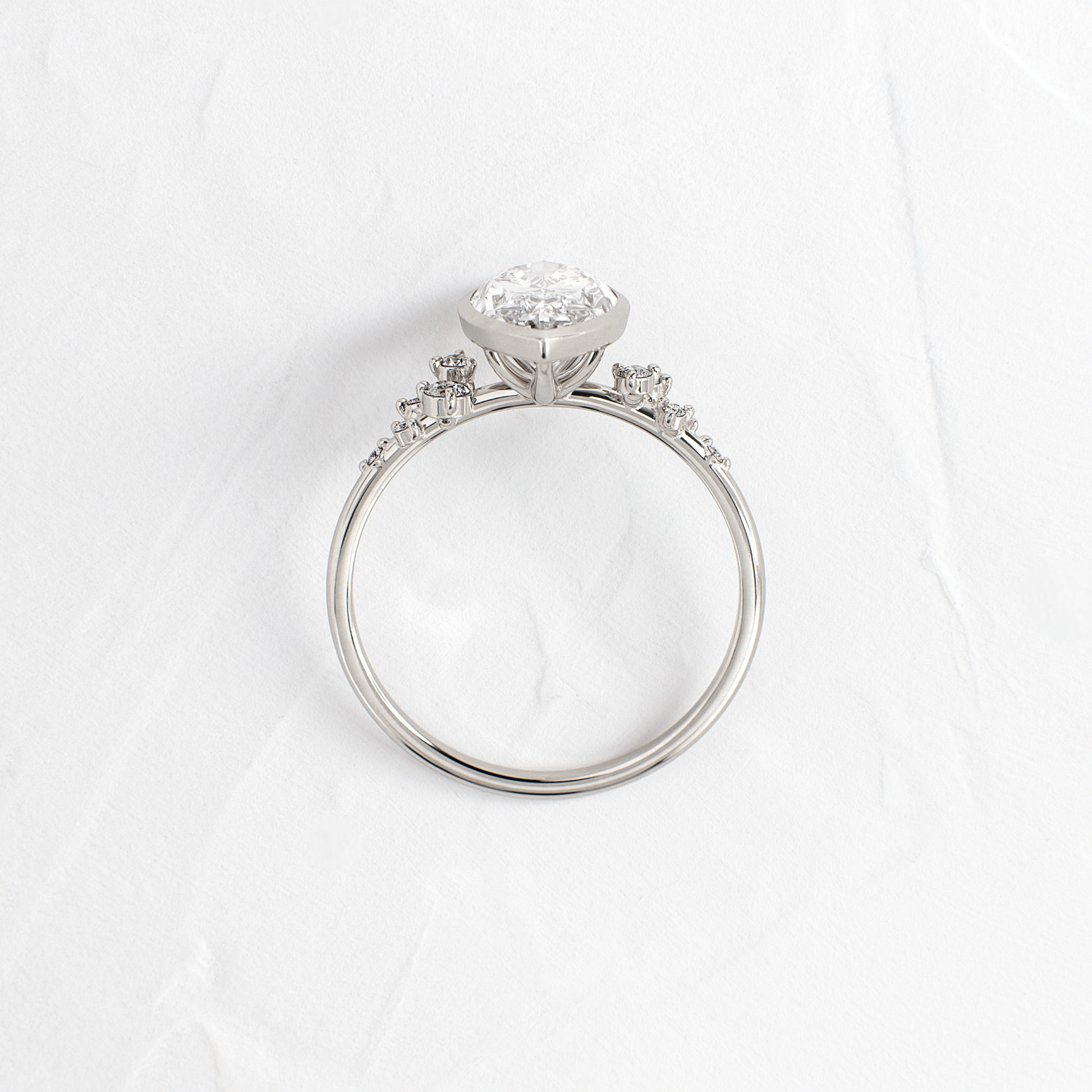 Cluster & Bezel-Marquise Lab Grown Diamond Engagement Ring