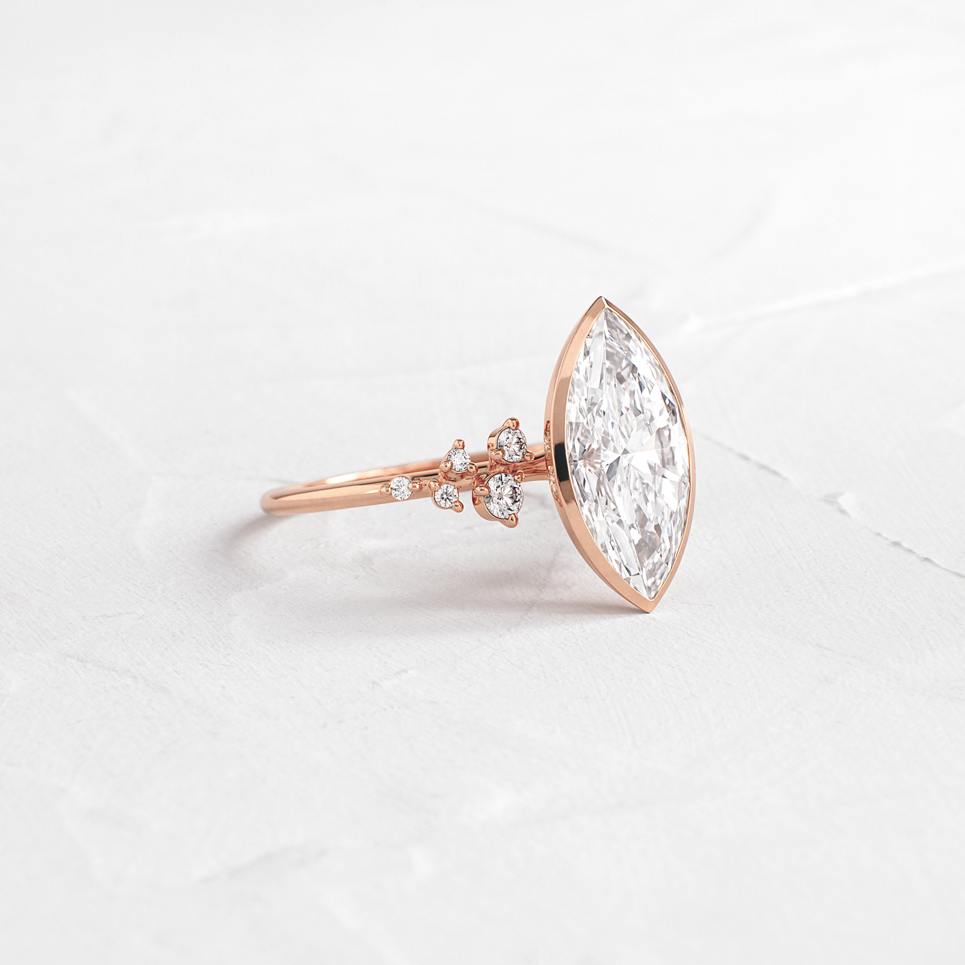 Cluster & Bezel-Marquise Lab Grown Diamond Engagement Ring