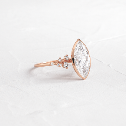 Cluster & Bezel-Marquise Lab Grown Diamond Engagement Ring