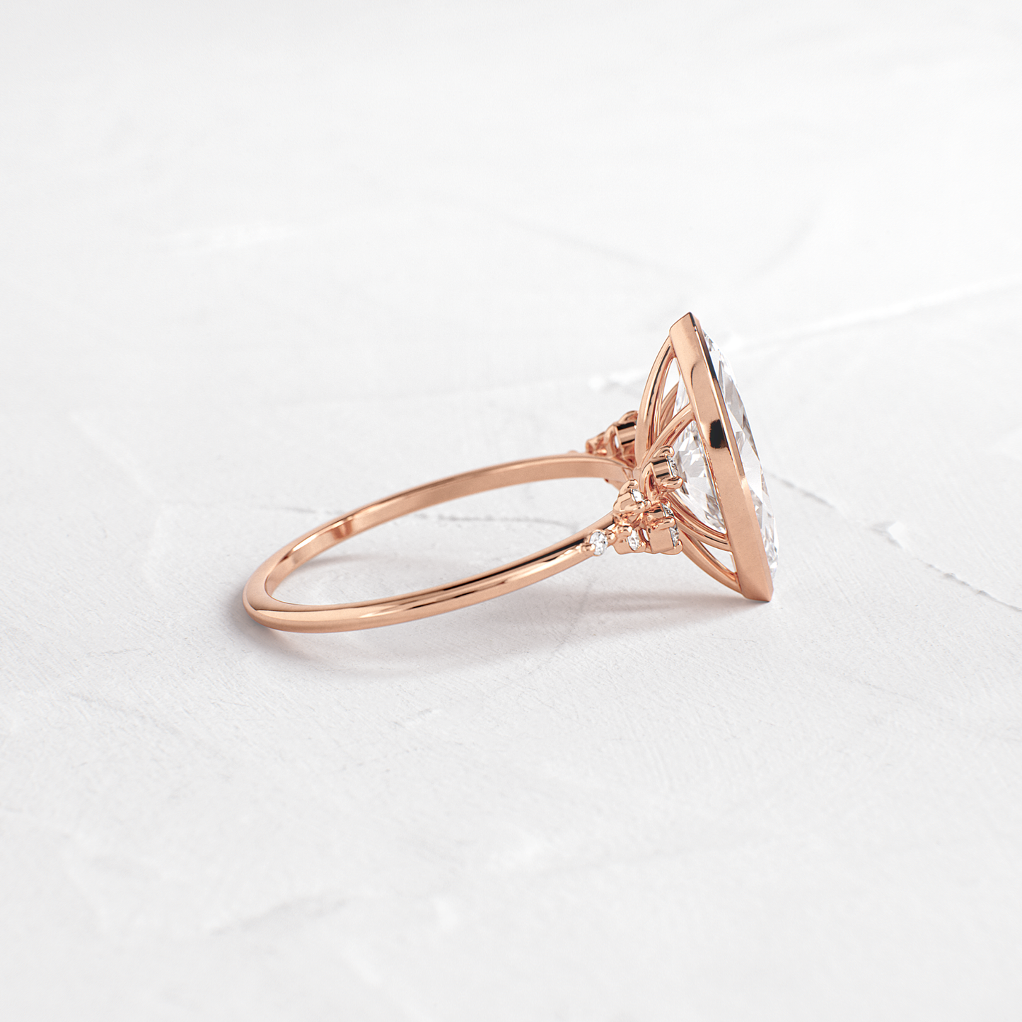 Cluster & Bezel-Marquise Lab Grown Diamond Engagement Ring