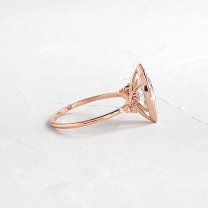 Cluster & Bezel-Marquise Lab Grown Diamond Engagement Ring
