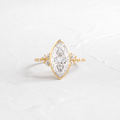 Cluster & Bezel-Marquise Lab Grown Diamond Engagement Ring