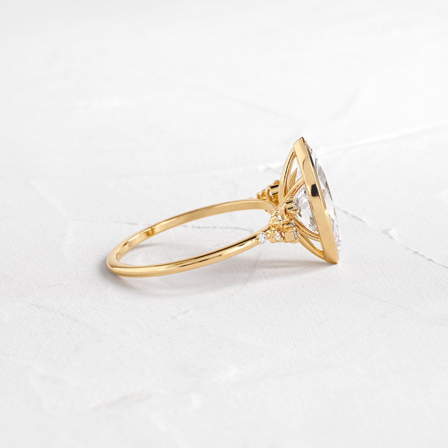 Cluster & Bezel-Marquise Lab Grown Diamond Engagement Ring