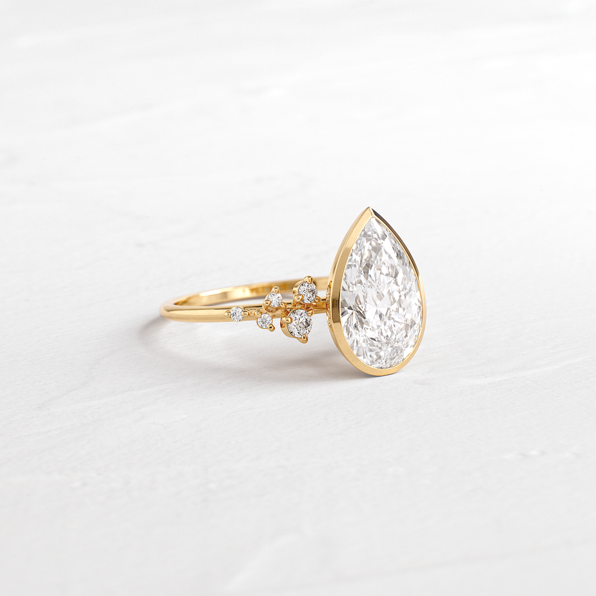 Bezel & Cluster-Pear Lab Grown Diamond Engagement Ring