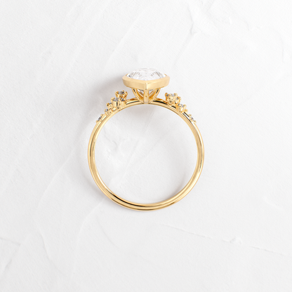 Bezel & Cluster-Pear Lab Grown Diamond Engagement Ring