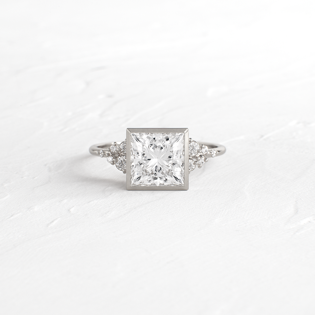 Cluster & Bezel-Princess Lab Grown Diamond Engagement Ring