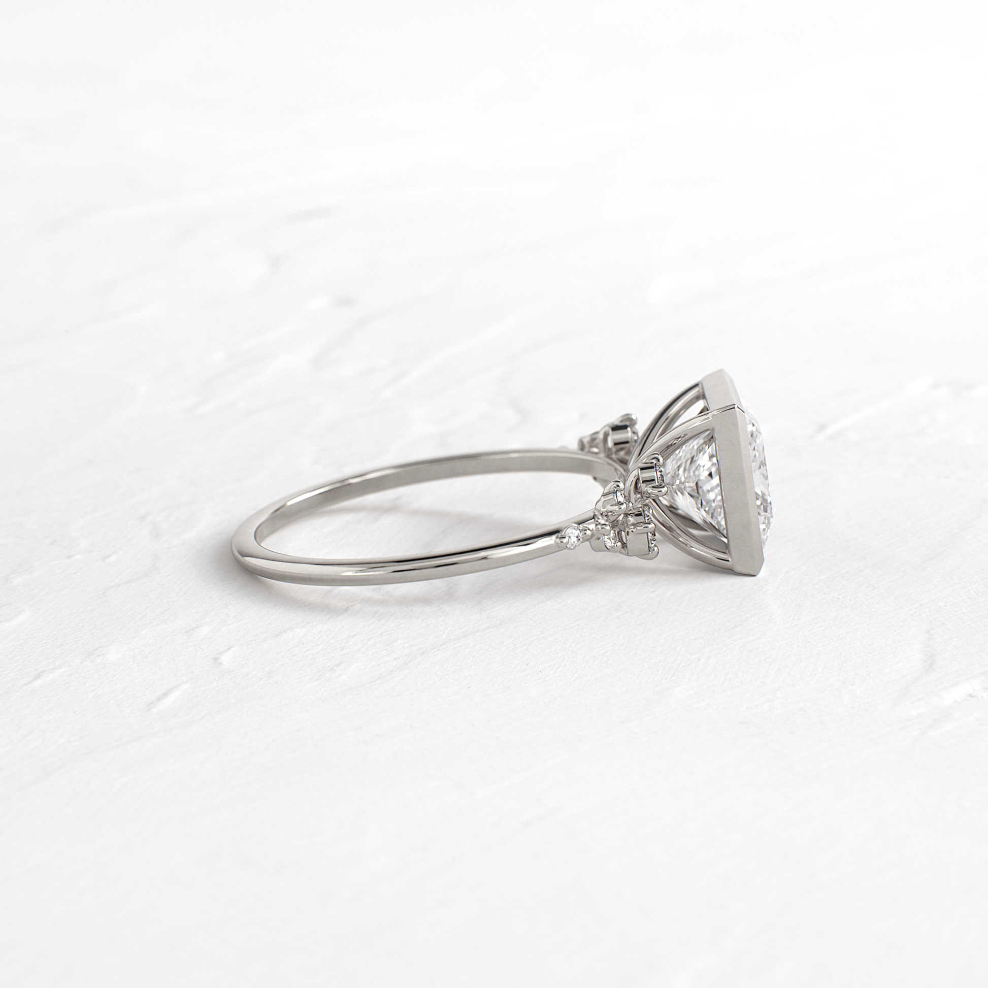 Cluster & Bezel-Princess Lab Grown Diamond Engagement Ring