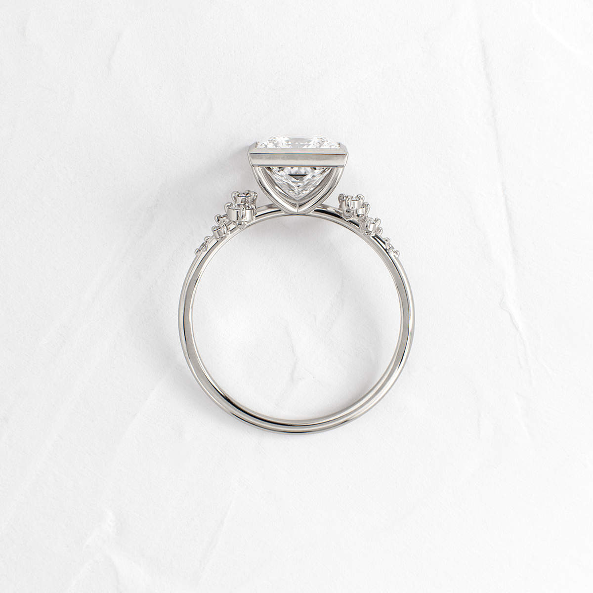 Cluster & Bezel-Princess Lab Grown Diamond Engagement Ring