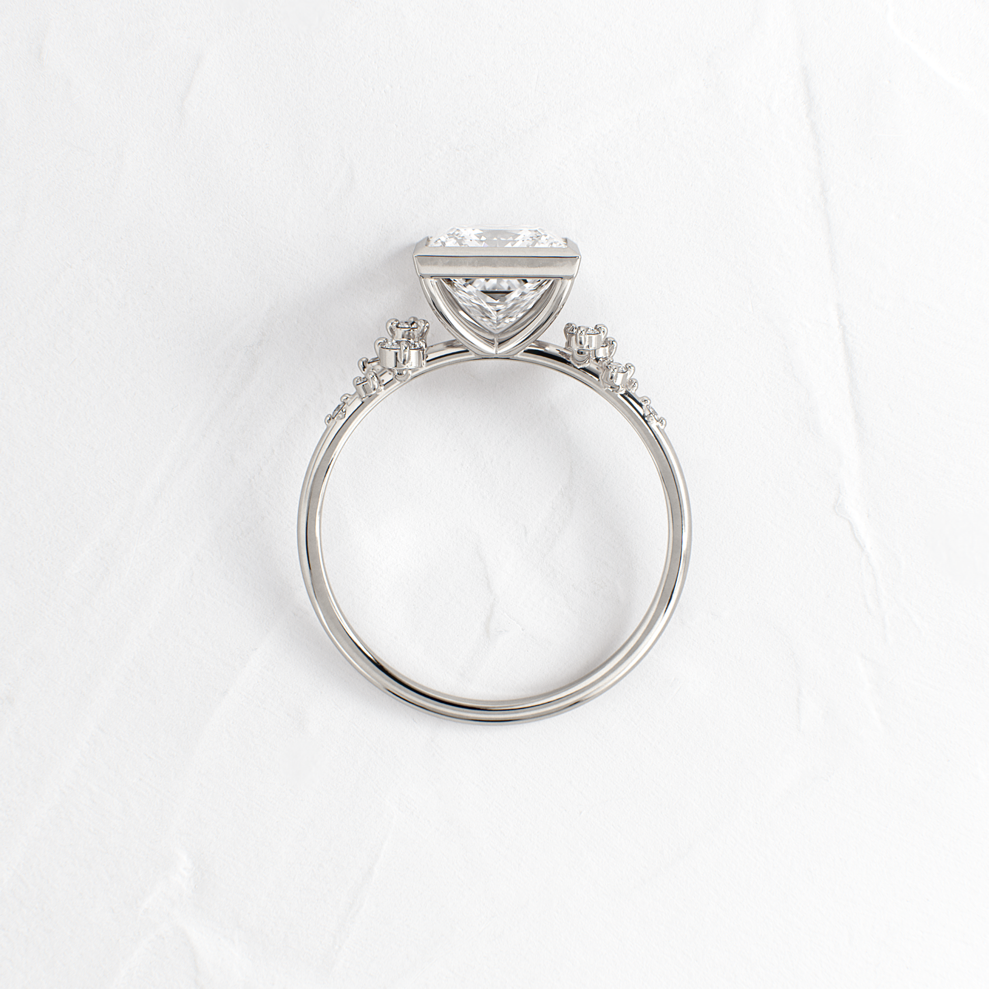 Cluster & Bezel-Princess Lab Grown Diamond Engagement Ring