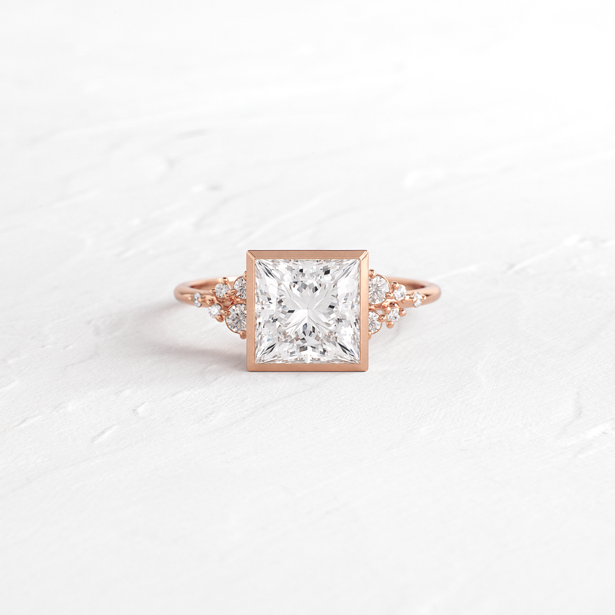 Cluster & Bezel-Princess Lab Grown Diamond Engagement Ring