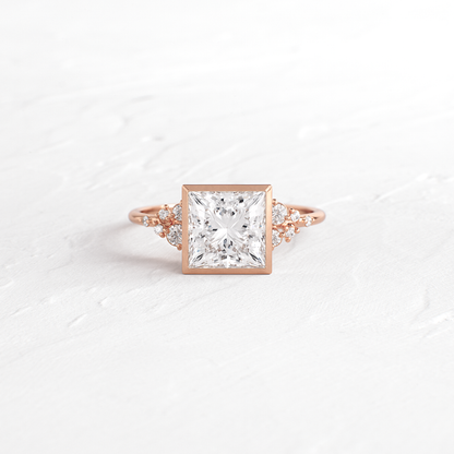 Cluster & Bezel-Princess Lab Grown Diamond Engagement Ring