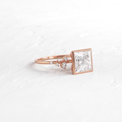 Cluster & Bezel-Princess Lab Grown Diamond Engagement Ring