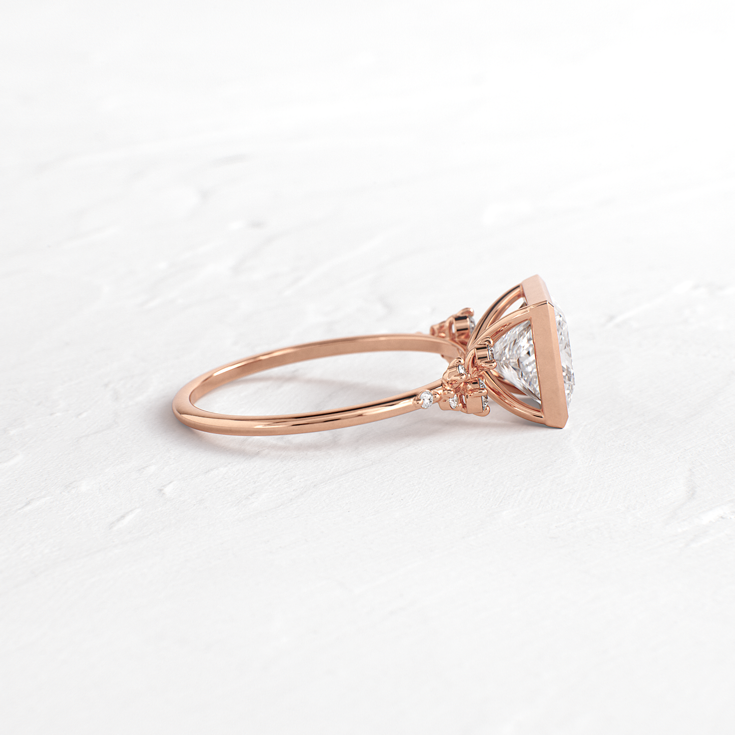 Cluster & Bezel-Princess Lab Grown Diamond Engagement Ring