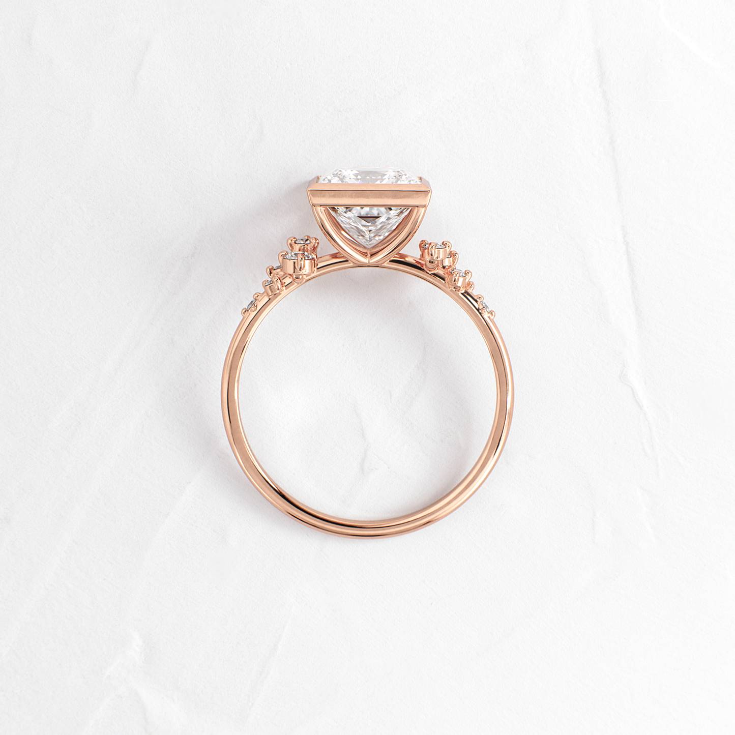Cluster & Bezel-Princess Lab Grown Diamond Engagement Ring