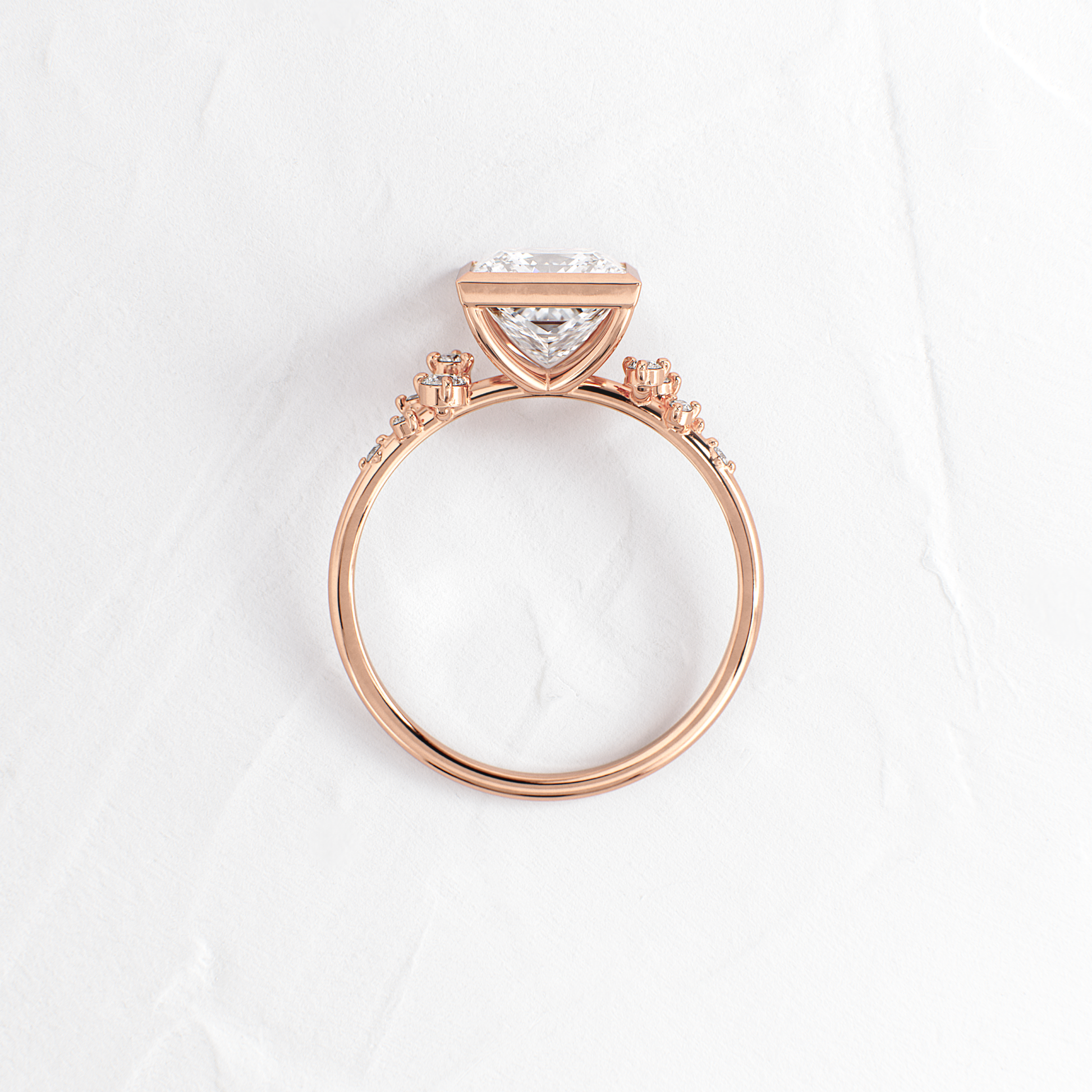 Cluster & Bezel-Princess Lab Grown Diamond Engagement Ring
