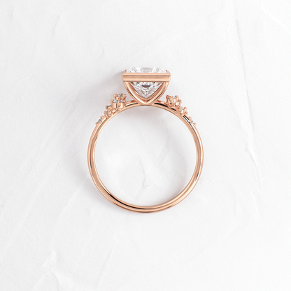 Cluster & Bezel-Princess Lab Grown Diamond Engagement Ring