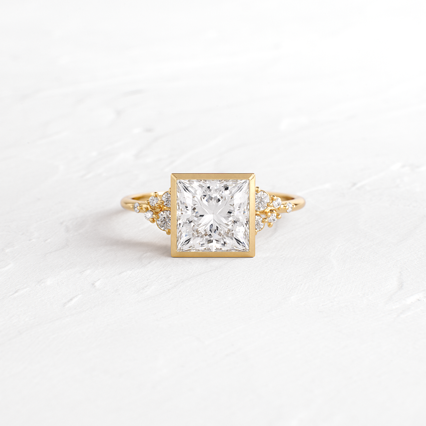 Cluster & Bezel-Princess Lab Grown Diamond Engagement Ring