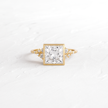Cluster & Bezel-Princess Lab Grown Diamond Engagement Ring