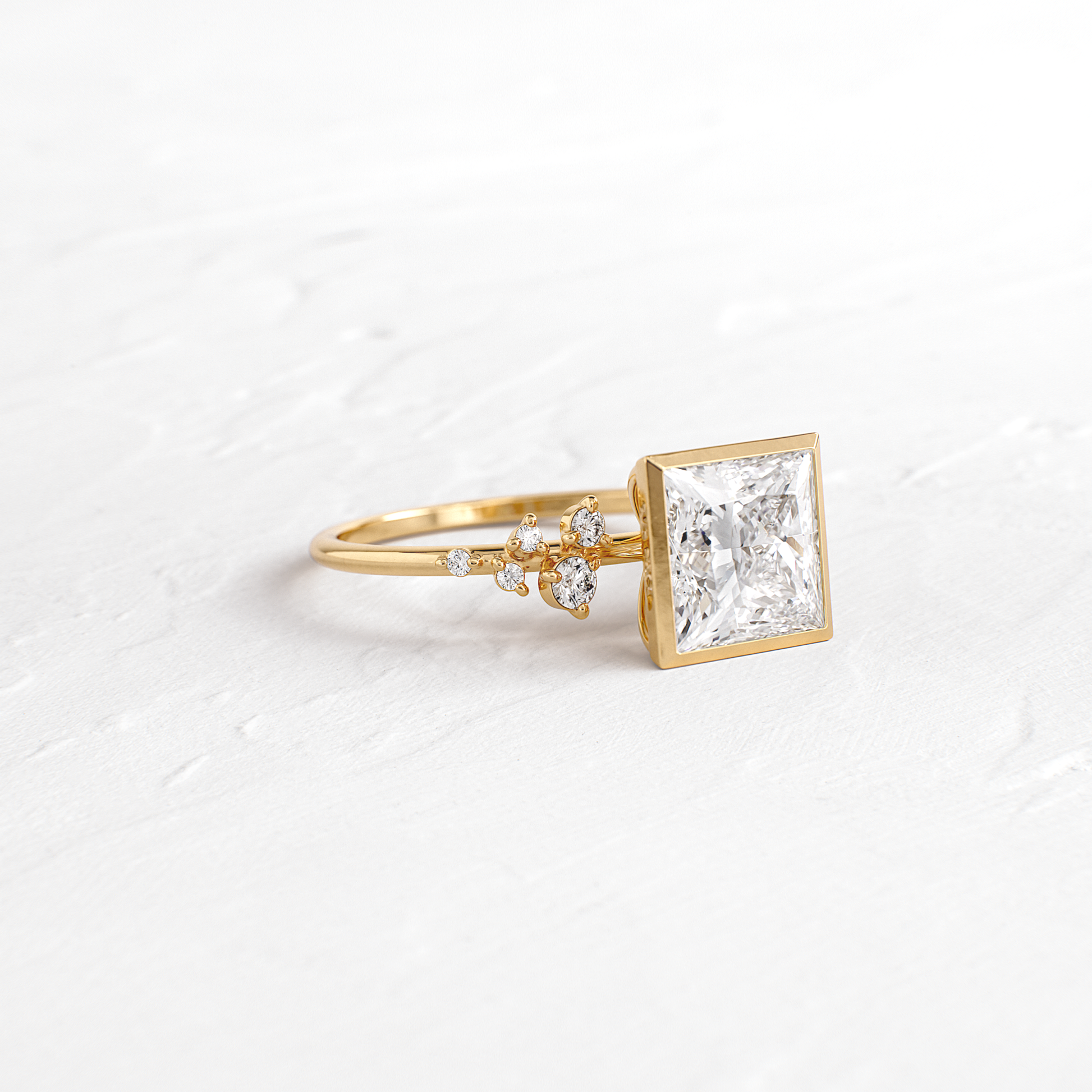 Cluster & Bezel-Princess Lab Grown Diamond Engagement Ring