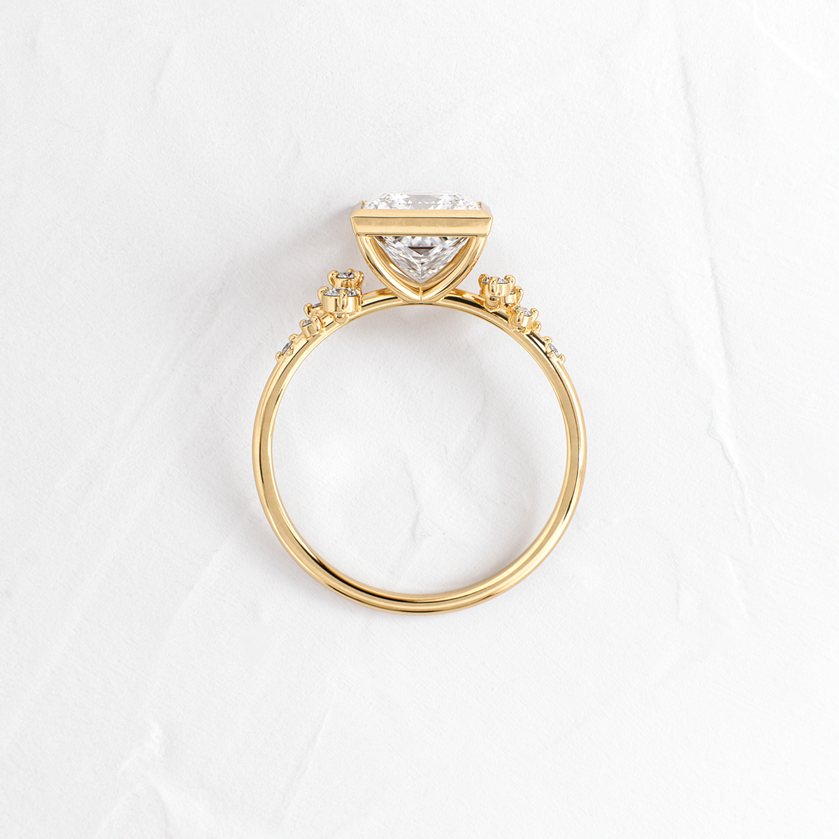 Cluster & Bezel-Princess Lab Grown Diamond Engagement Ring