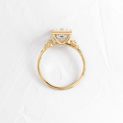 Cluster & Bezel-Princess Lab Grown Diamond Engagement Ring