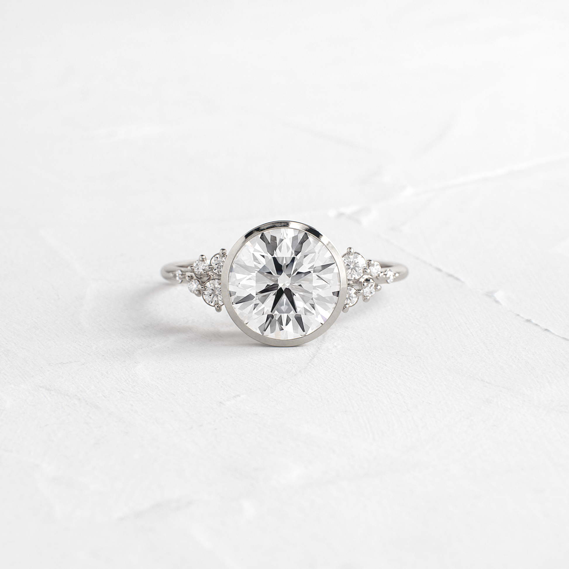 Cluster & Bezel-Round Lab Grown Diamond Engagement Ring