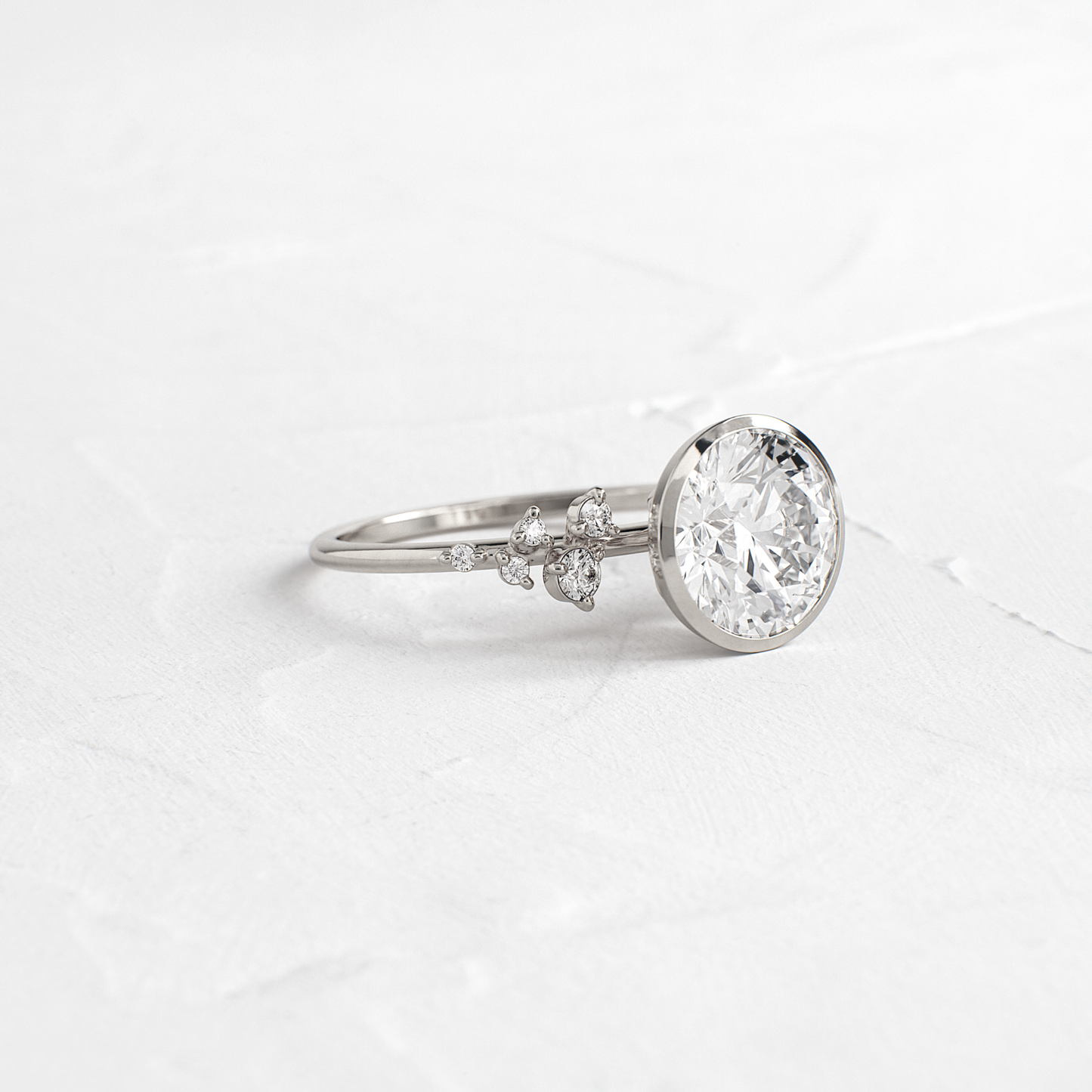 Cluster & Bezel-Round Lab Grown Diamond Engagement Ring