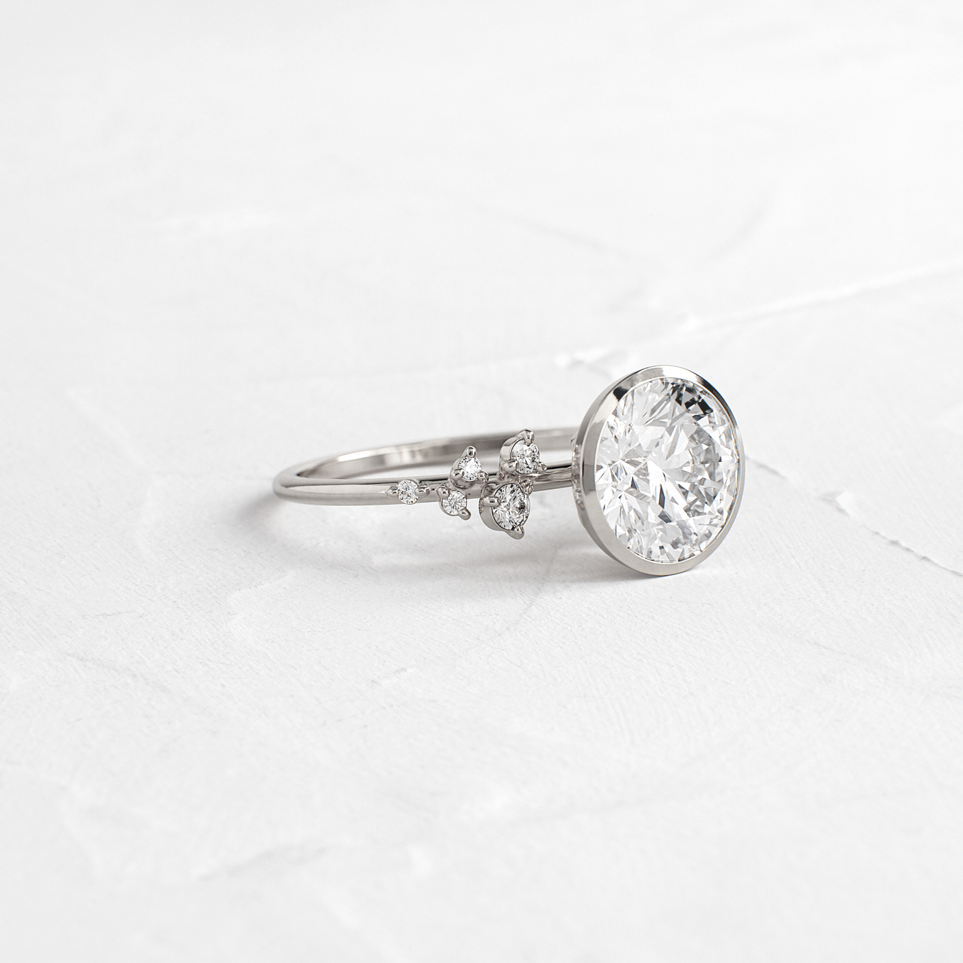 Cluster & Bezel-Round Lab Grown Diamond Engagement Ring
