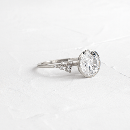Cluster & Bezel-Round Lab Grown Diamond Engagement Ring