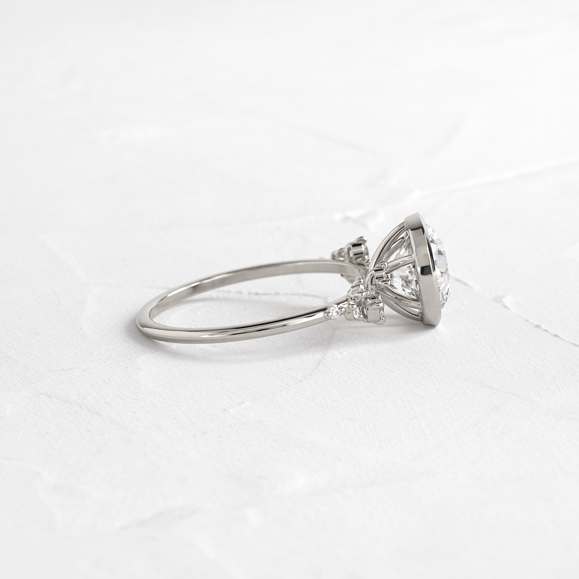 Cluster & Bezel-Round Lab Grown Diamond Engagement Ring