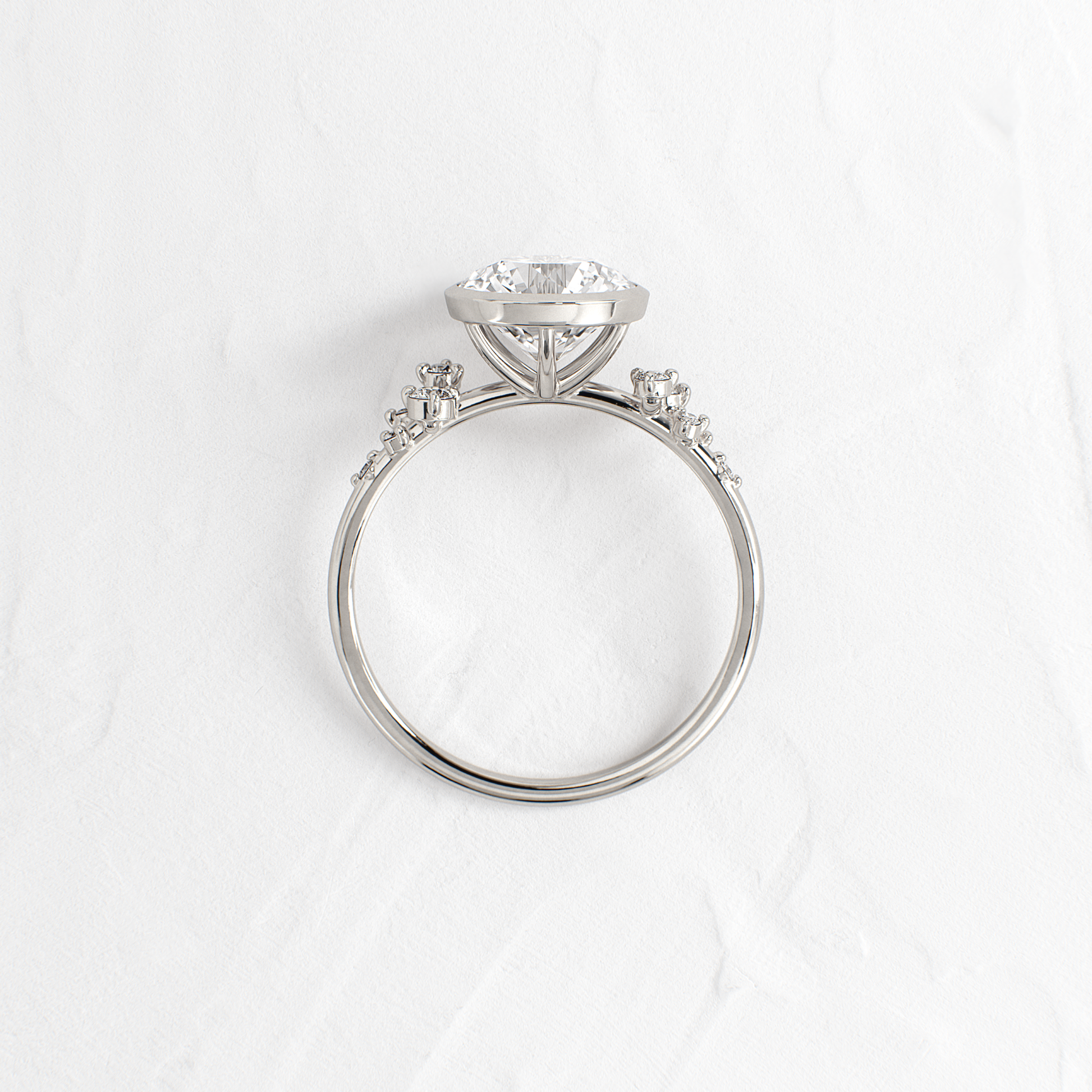 Cluster & Bezel-Round Lab Grown Diamond Engagement Ring