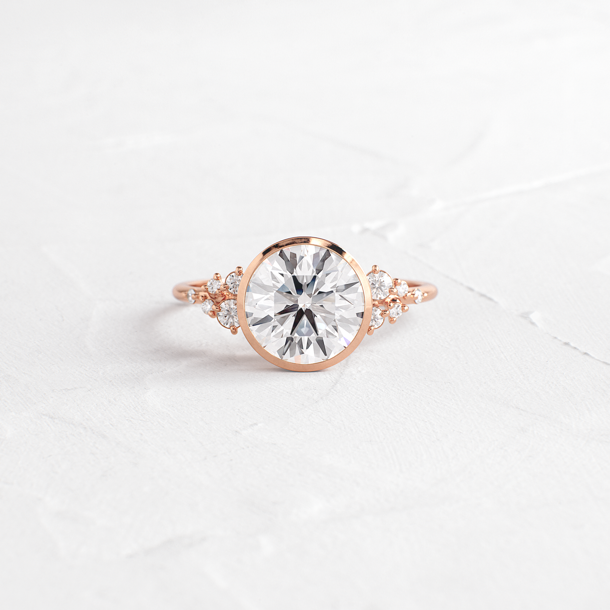 Cluster & Bezel-Round Lab Grown Diamond Engagement Ring