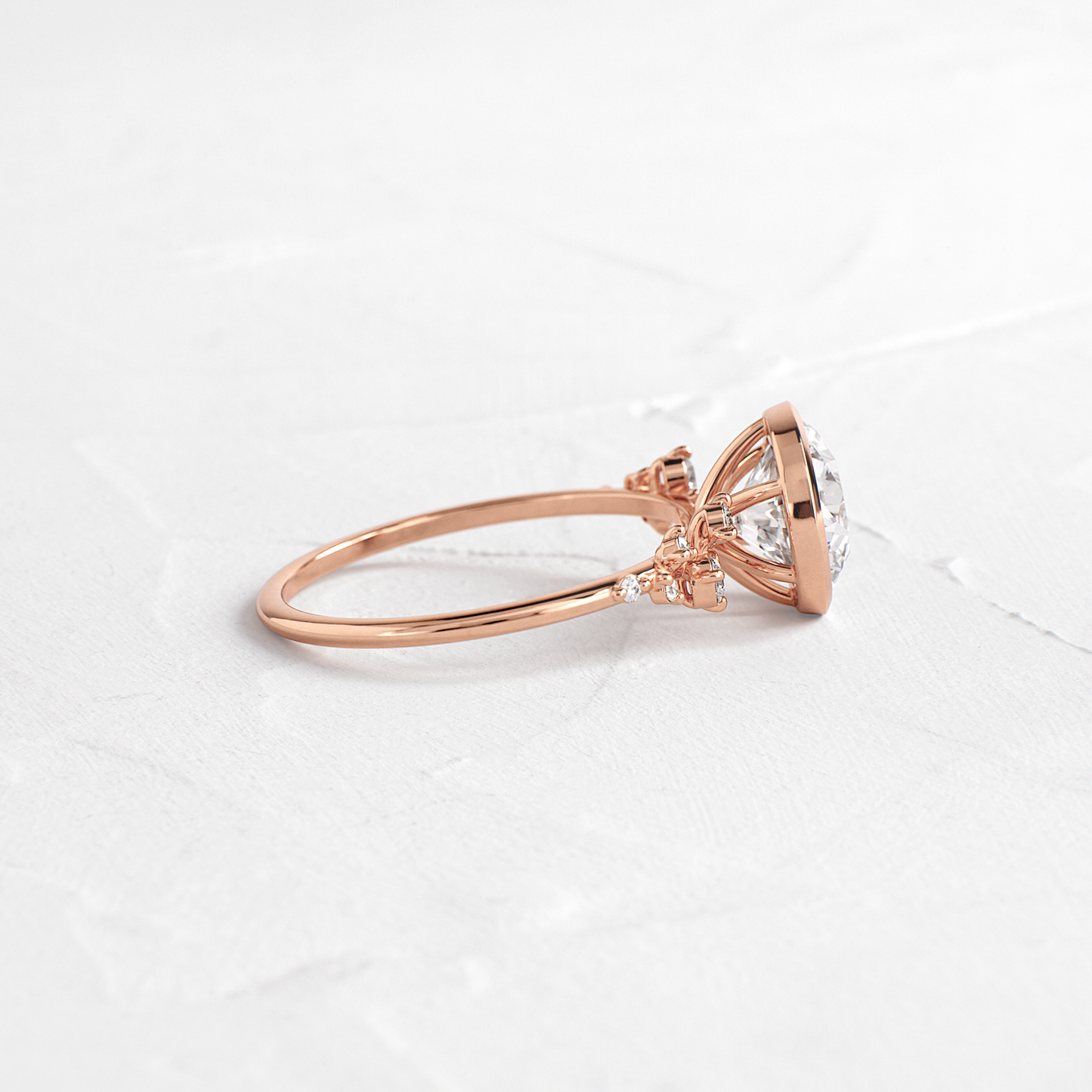 Cluster & Bezel-Round Lab Grown Diamond Engagement Ring