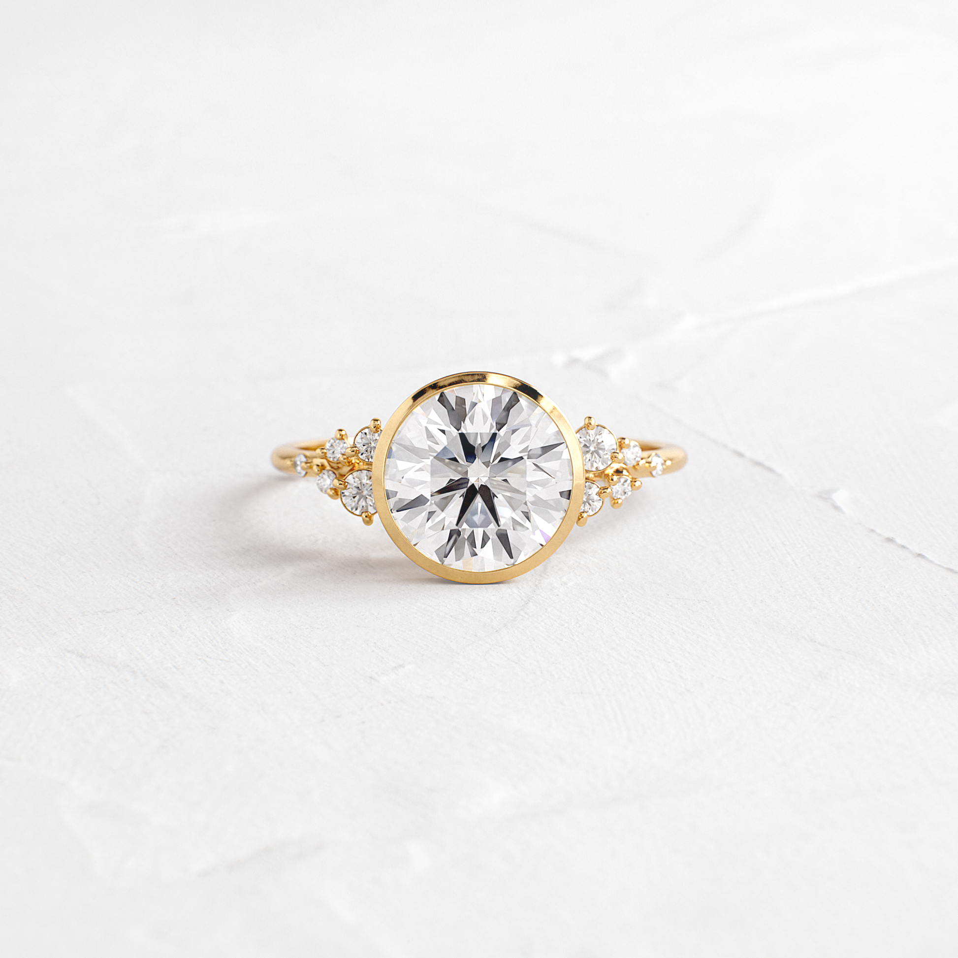 Cluster & Bezel-Round Lab Grown Diamond Engagement Ring
