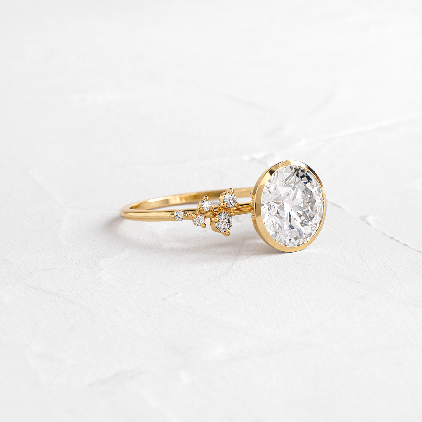 Cluster & Bezel-Round Lab Grown Diamond Engagement Ring