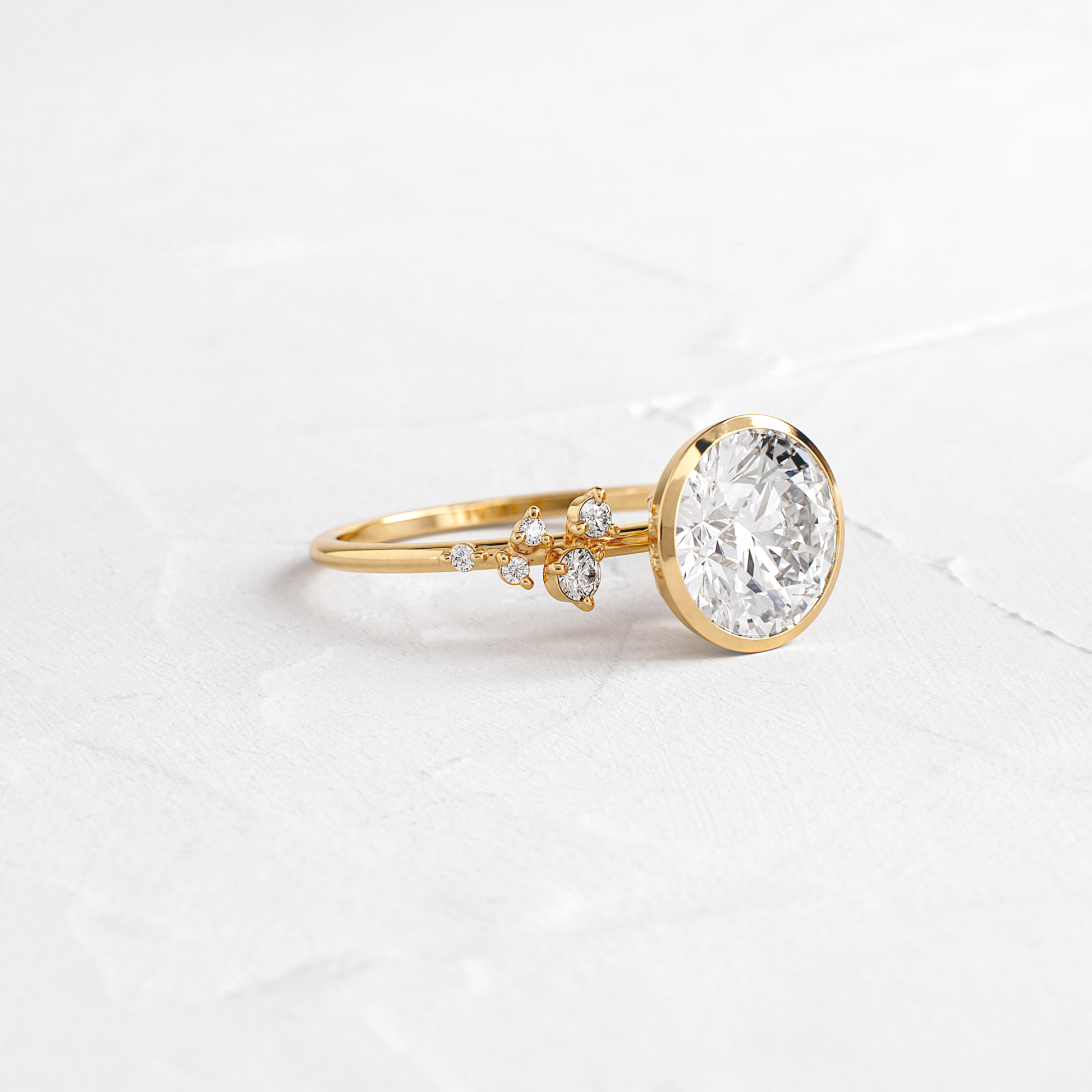 Cluster & Bezel-Round Lab Grown Diamond Engagement Ring