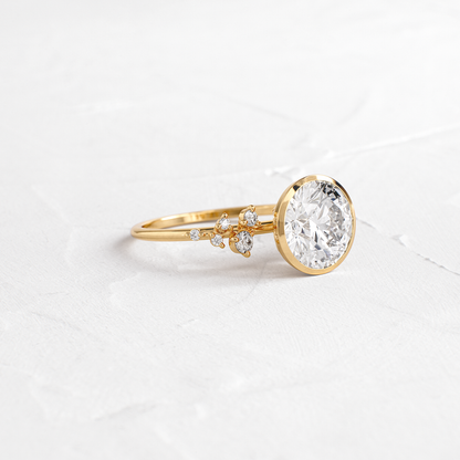 Cluster & Bezel-Round Lab Grown Diamond Engagement Ring
