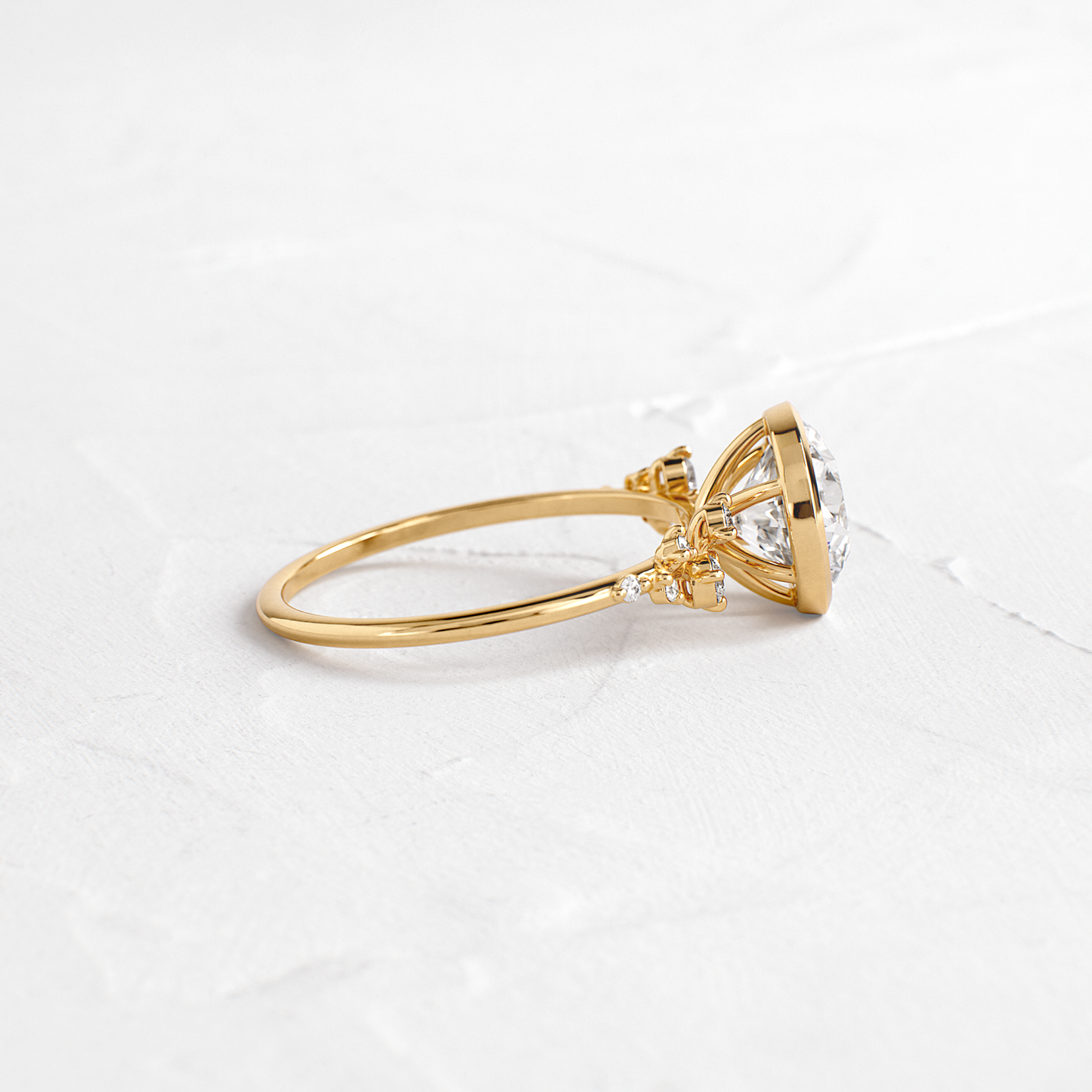 Cluster & Bezel-Round Lab Grown Diamond Engagement Ring
