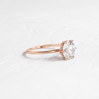 Hidden Halo-Round Lab Grown Diamond Engagement Ring