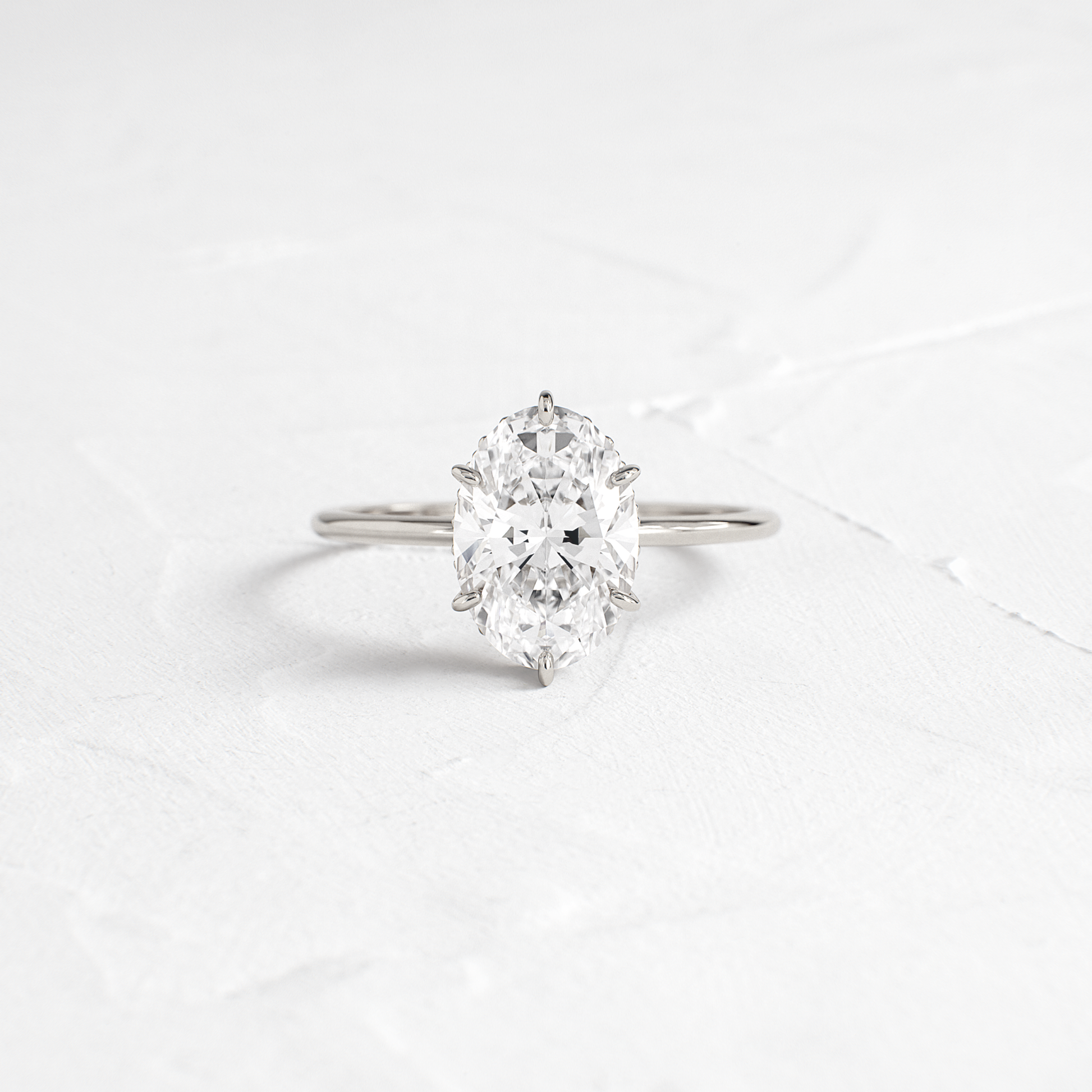 Hidden Halo-Oval Lab Grown Diamond Engagement Ring