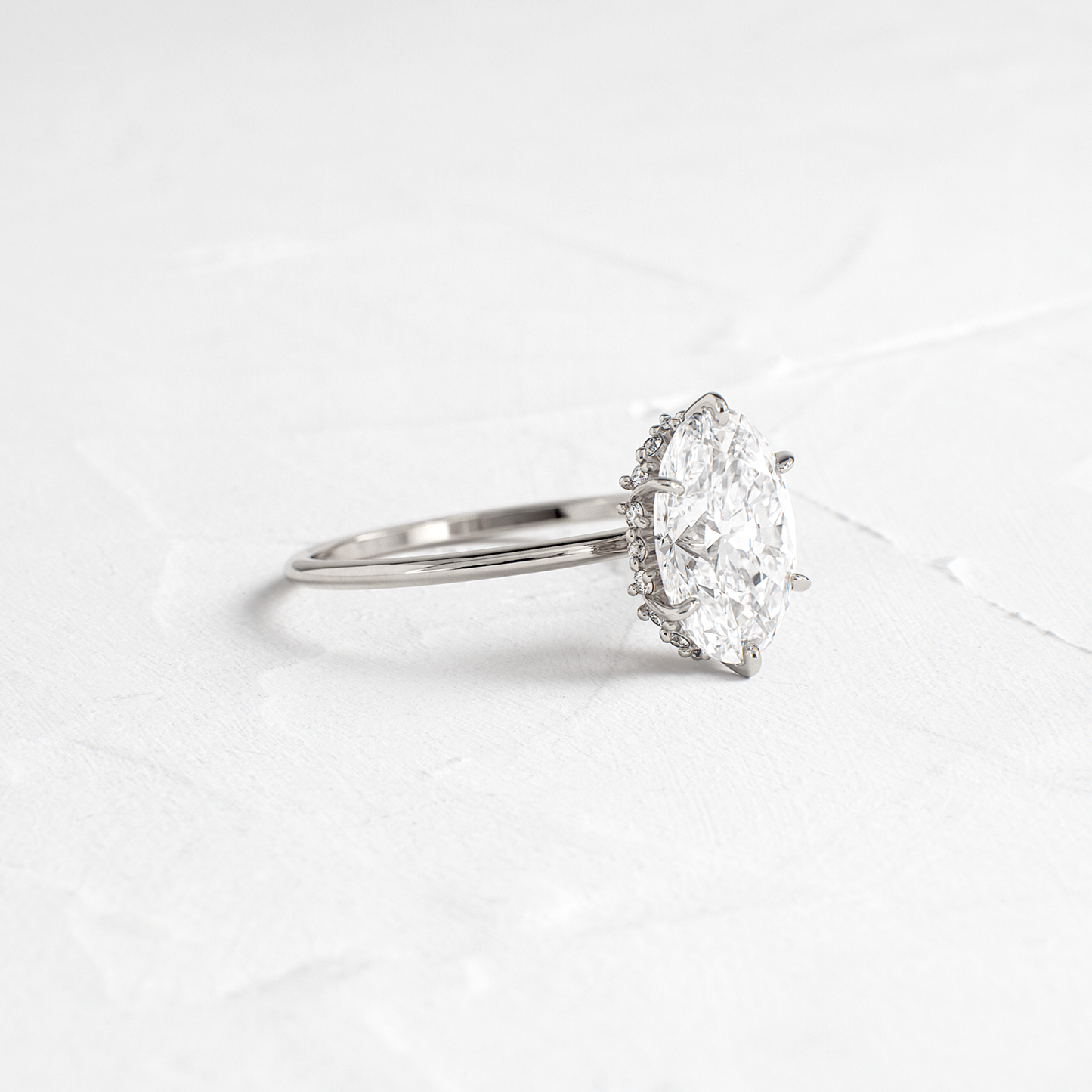 Hidden Halo-Oval Lab Grown Diamond Engagement Ring