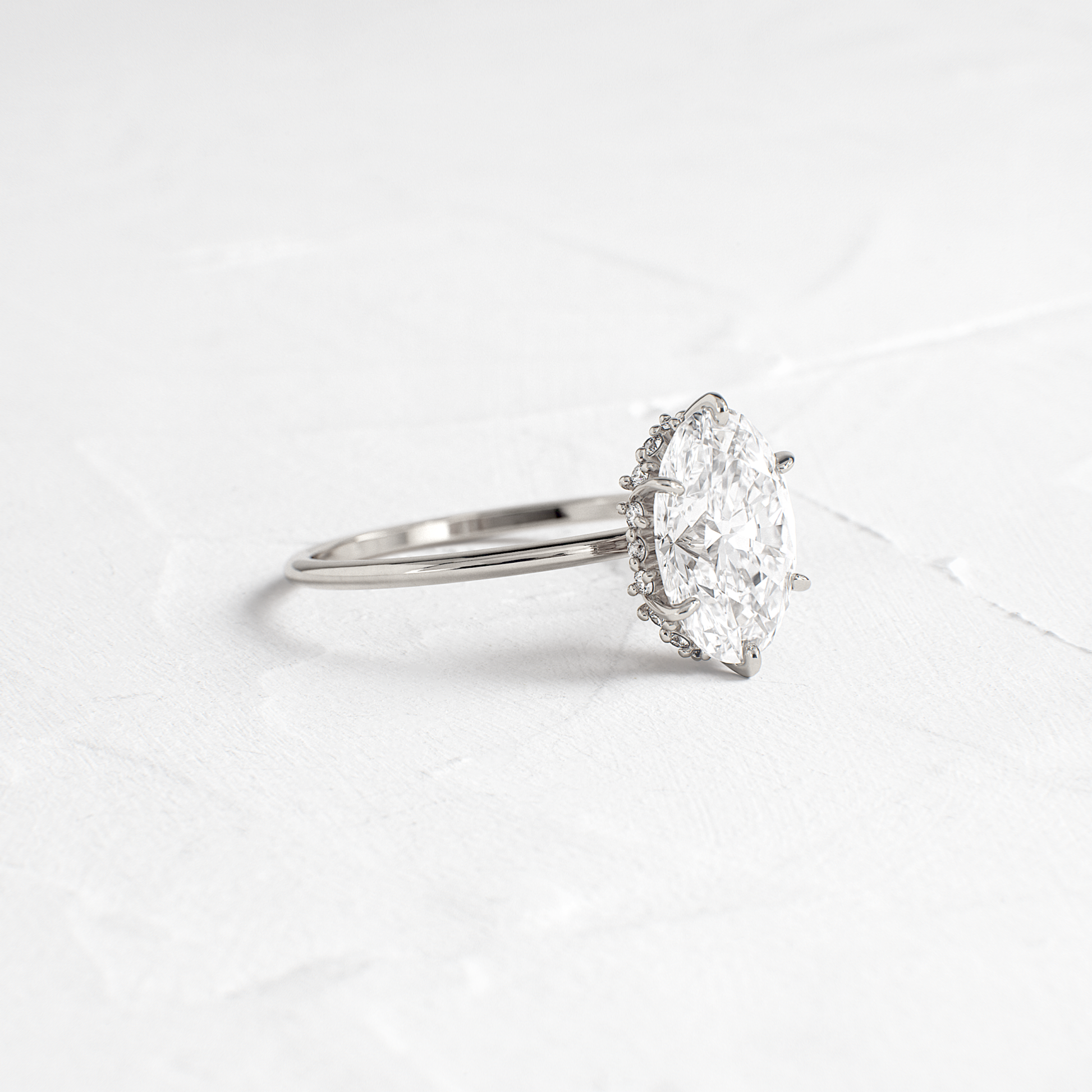 Hidden Halo-Oval Lab Grown Diamond Engagement Ring