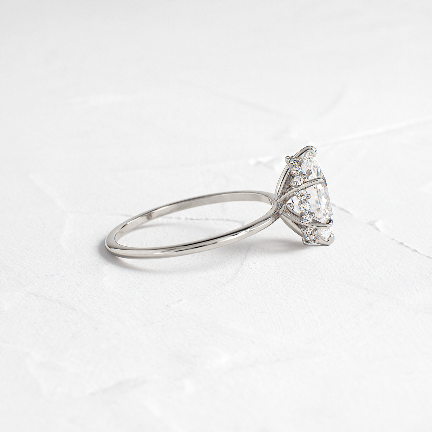 Hidden Halo-Oval Lab Grown Diamond Engagement Ring
