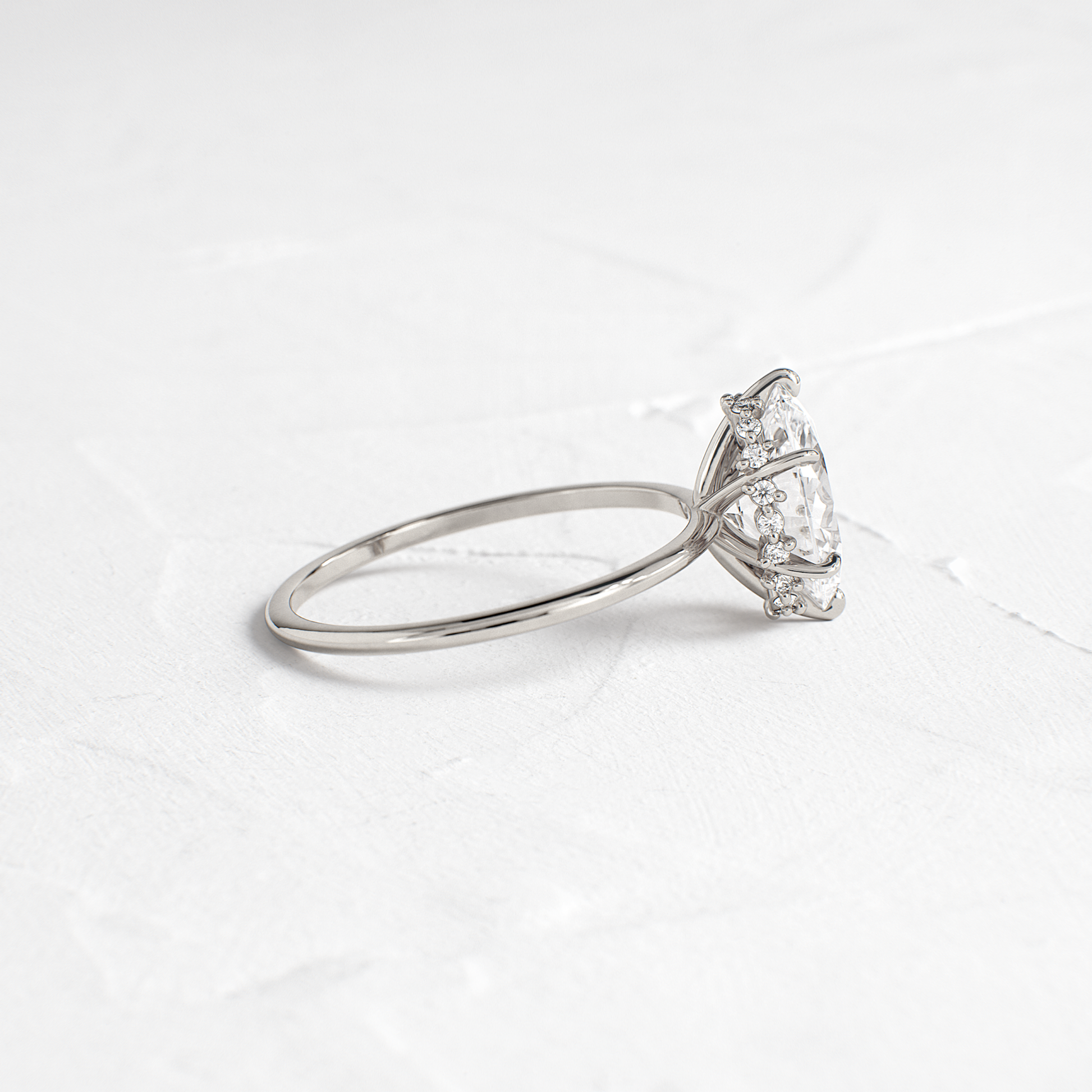 Hidden Halo-Oval Lab Grown Diamond Engagement Ring
