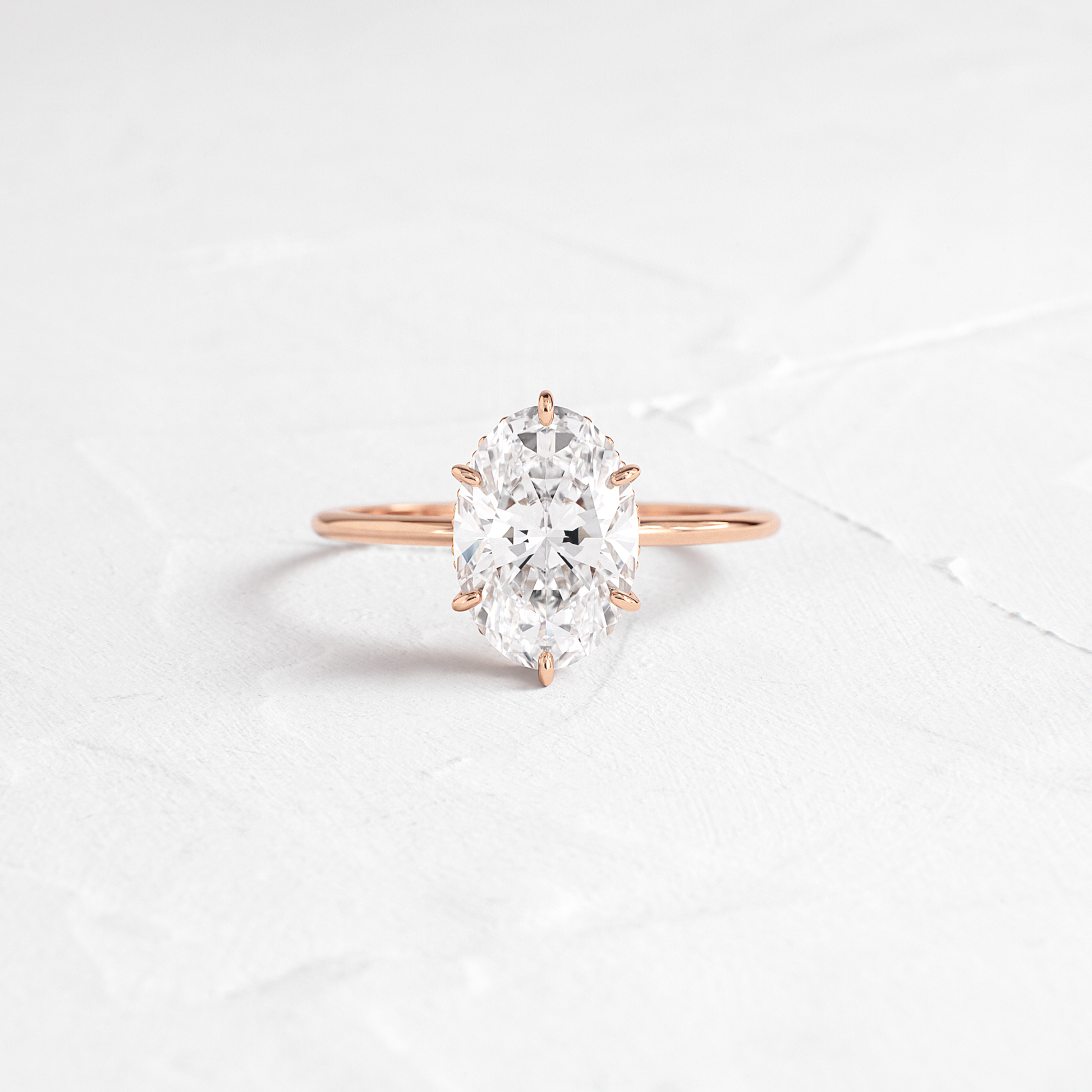 Hidden Halo-Oval Lab Grown Diamond Engagement Ring
