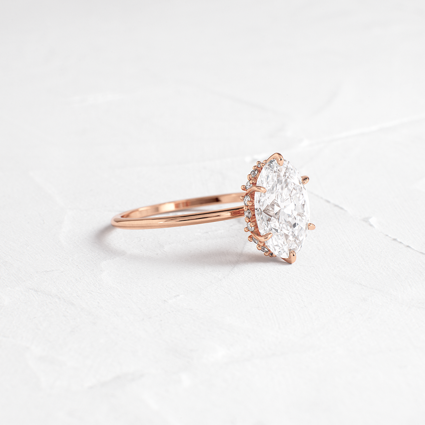Hidden Halo-Oval Lab Grown Diamond Engagement Ring